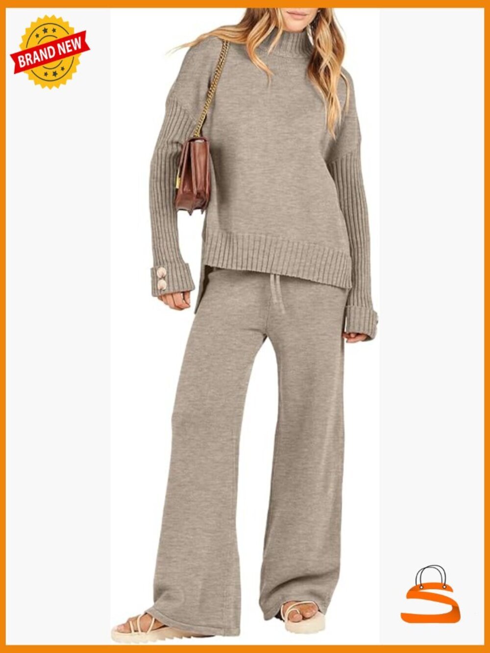 Women's 2 Piece Sweater Set Knit Pullover Wide Leg Pants Lounge Matching Outfits